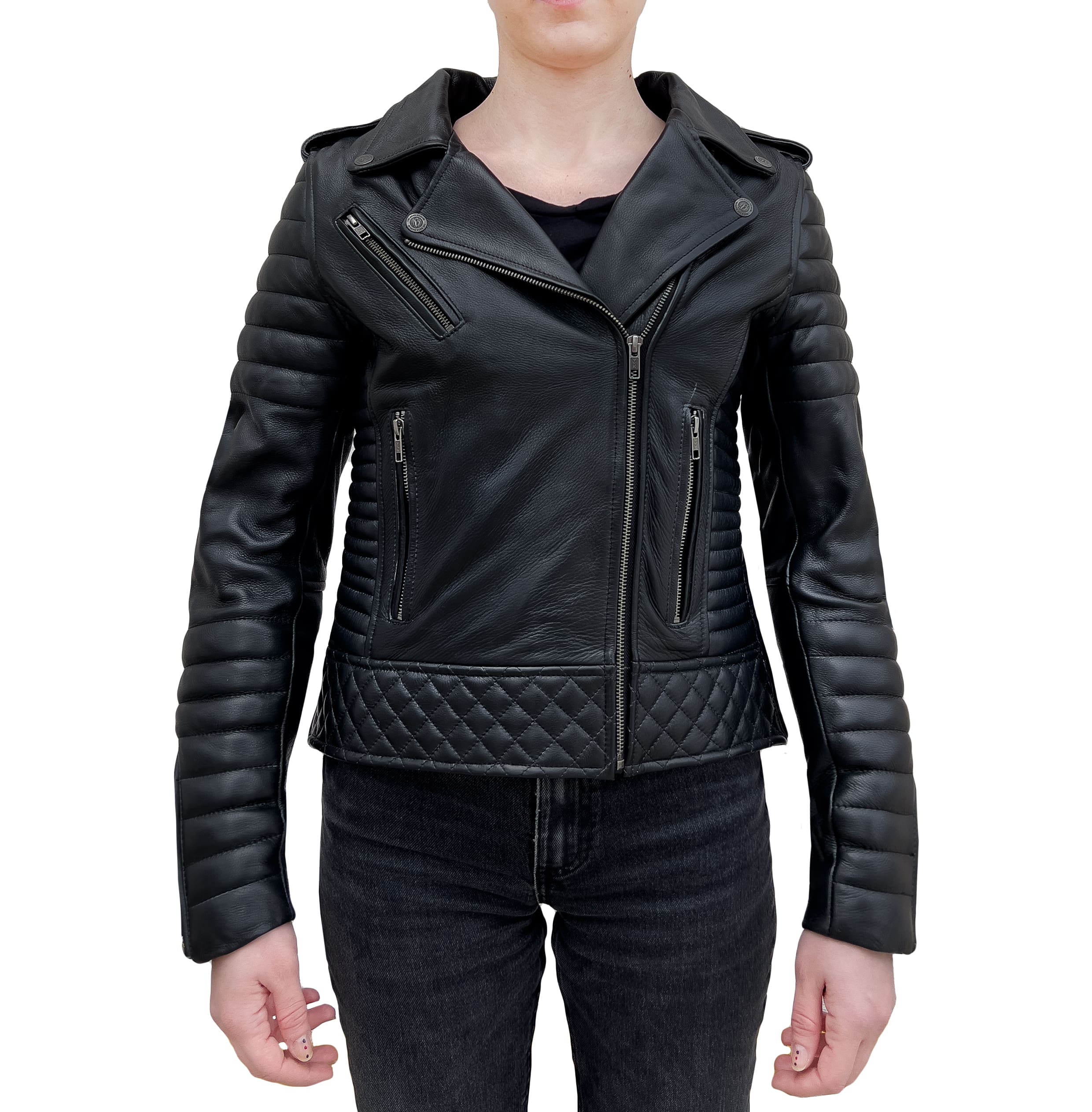 Brooklyn Biker Black Armoured Motorcycle Leather Jacket Woman