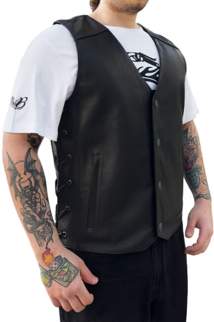 Dallas Leather Motorcycle Vest - The Biker Jeans