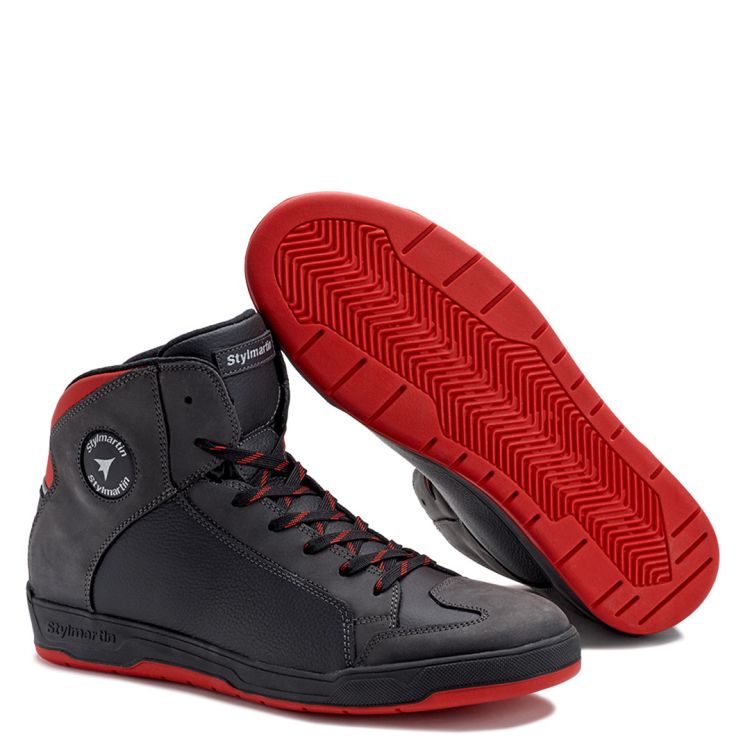 Double WP Black & Red Armoured Motorcycle Shoes