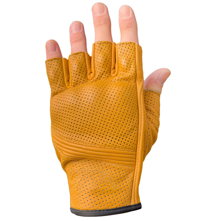 Fingerless FLX Leather Yellow Armoured Motorcycle Leather Gloves - 1