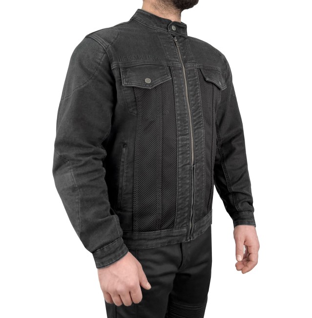 Grey Ice Armoured Mesh Motorcycle Jean Jacket Man - The Biker Jeans