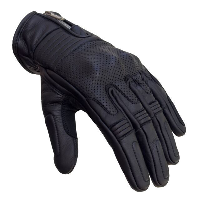 Retro Black Armoured Motorcycle Leather Gloves - 5