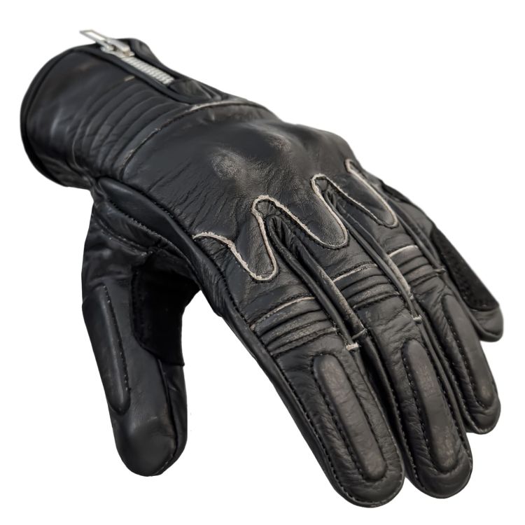 Retro Edge Black Armoured Motorcycle Leather Gloves - 3