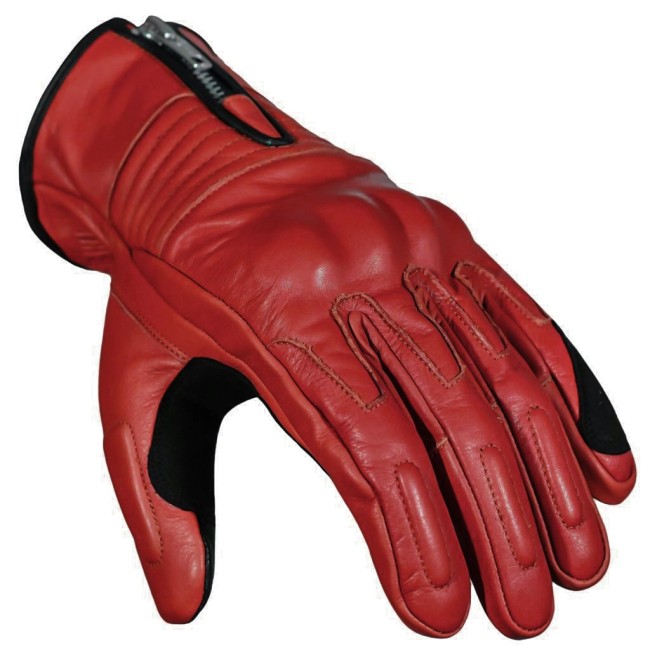 Retro Red Armoured Motorcycle Leather Gloves - 2