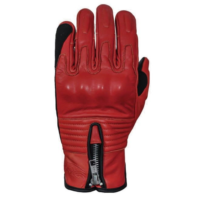 Retro Red Armoured Motorcycle Leather Gloves - The Biker Jeans