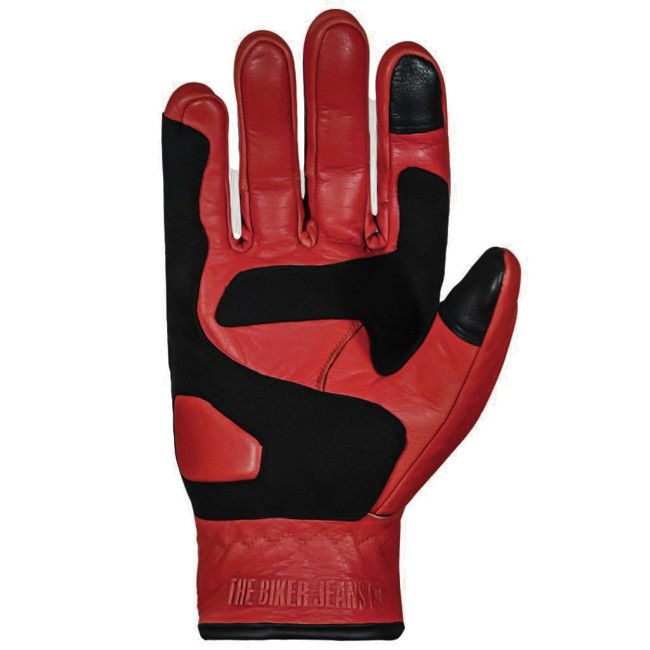 Retro Red Armoured Motorcycle Leather Gloves - 3