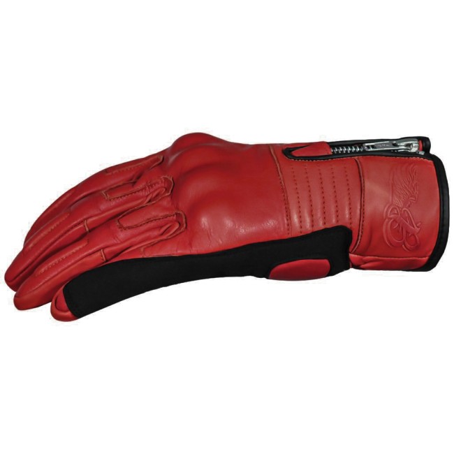 Retro Red Armoured Motorcycle Leather Gloves - 5