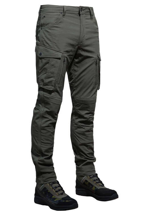 Truva Cargo Khaki Korumalı Motosiklet Pantolonu Erkek - The Biker Jeans